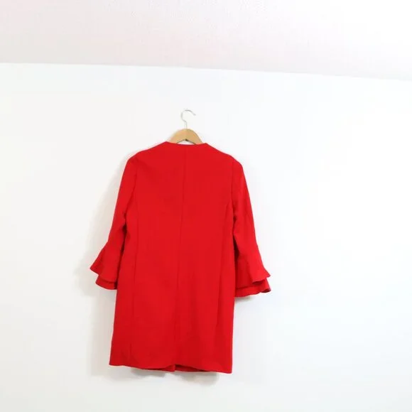 *Zara Red Coat with Ruffle Sleeve - Picture 7 of 7